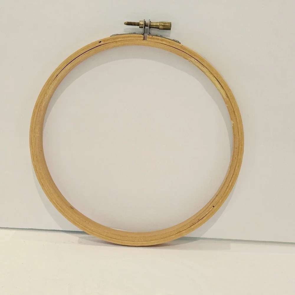 Vintage 6 Embroidery Hoops Wooden Metal Cork Plastic See Pictures Crafts